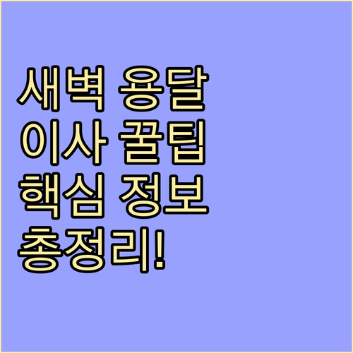새벽 용달이사, 제대로 알고 시작하세요: 핵심 정보 총정리