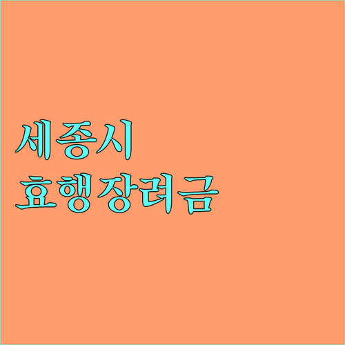 2025년 세종시 효행장려금 혜택 3세대 가정을 위한 지원 정책