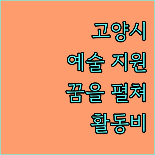 2025 고양시, 거리로나온예술 활동비 지원으로 꿈을 펼치세요