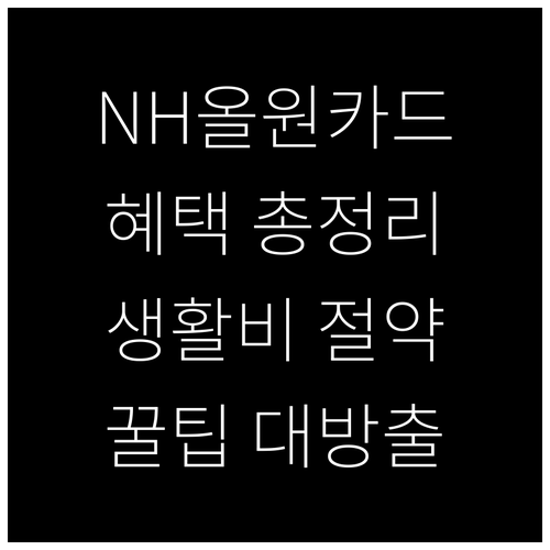NH올원카드 혜택 총정리: 쇼핑, 주유, 교통, 통신 할인으로 생활비 절약!