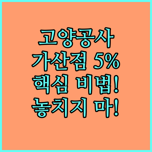 고양도시관리공사 2025년 채용, 가산점 5% 받는 방법과 대상