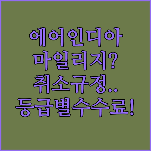 에어인디아 마일리지 항공권 취소 규정 | 회원 등급별 수수료